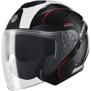 OF-669 Shuttle Siyah-Beyaz Yarım Kask (Güneş Vizörlü)