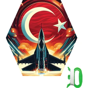 Hak-İş Oyuncak Türk Bayrağı & F16 Desenli Kolay Kurulum Altıgen Çıtalı Uçurtma