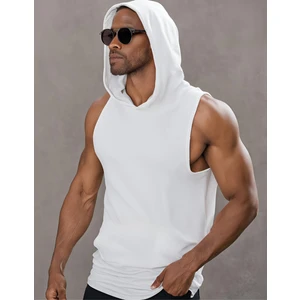 Kapüşonlu Kolsuz Sporcu T-Shirt Fitness Atleti Unisex %100 Pamuk