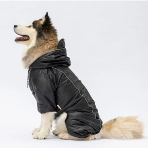 Siyah Muson Polarlı Su Geçirmez Orta-Büyük Irk Köpek Yağmurluk Tulum