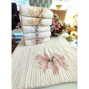 Z&N Style Çeyizlik 50 x 90 cm. Piliseli Özel Kadife  Doku El&Yüz 6'Lı Lüks Havlu Seti