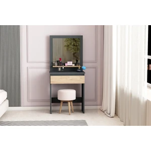 Luna Makyaj Masası, Raflı, Çekmeceli, Aynalı, Atlantik Çam - Antrasit