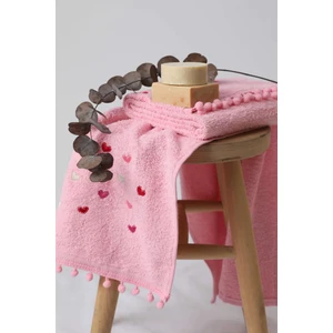 Yoncagül Ponponlu 2li El Yüz Havlusu 50x90 - Pembe