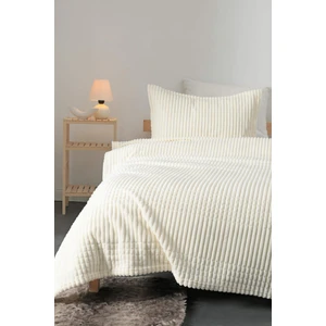 Merinos Modern Line 2 Parça Tek Kişilik Battaniye Seti - Ekru