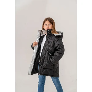 Kız Çocuk Kapşonu Çıkarılabilir Ayıcıklı Şişme Mont