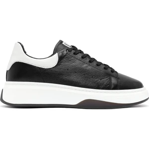 Erkek Siyah Bağcıklı Deri Sneaker 24Wfd675418