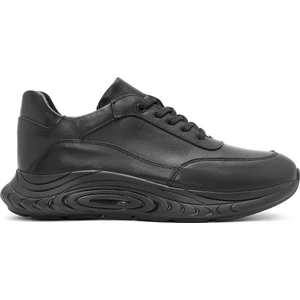 Erkek Siyah Bağcıklı Deri Sneaker 24Wfd661218