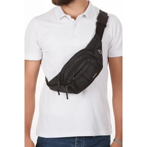 Erkek Kumaş USB Kulaklık Çıkışlı Crossbody Çapraz Göğüs Omuz ve Bel Çantası newpolo201 - Siyah - Beyaz