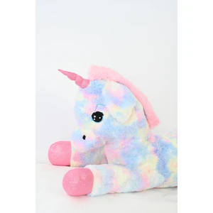 Pufu Toys Peluş Uzanan Rengarenk Unıcorn Yastık, Oyuncak 80 cm