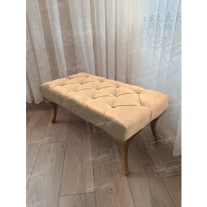 Vizon Kapitoneli Bench Puf - Gold Ayak