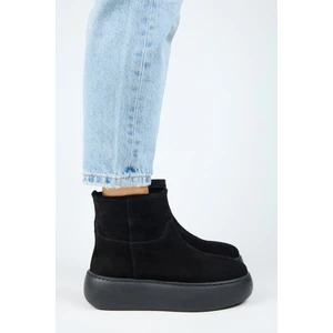 Gemma Kadın Deri Düz Içi Kürklü Siyah Bot