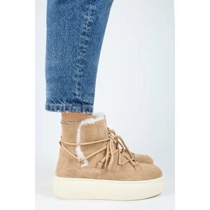 Haven Kadın Deri Bağcıklı Içi Kürklü Kum Bot