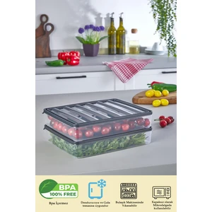 2 Adet 2500 ml Buzdolabı Dondurucu Organizer ve Saklama Kabı