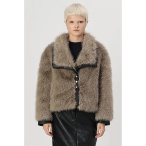 Kadın Deri Detaylı Kürk Ceket - 15330273