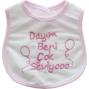 Dayım Beni Çok Seviyor Yazılı Pembe Su Geçirmez Önlük