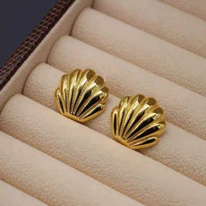 Altın Kaplama Deniz Kabuğu Parlak Küpe