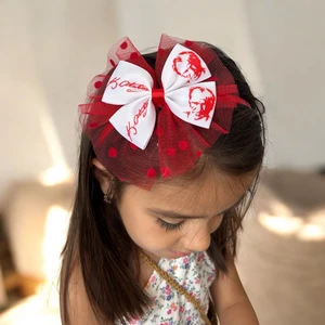 10 Kasım Atatürk Temalı Tül Detaylı Kurdele  Taç