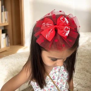 10 Kasım Atatürk Temalı Tül Detaylı Kurdele  Taç