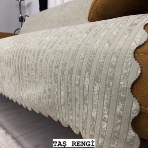 Bambu Çizgili Süngerli Kadife Kaymaz Çekyat Koltuk Örtüsü 170x210