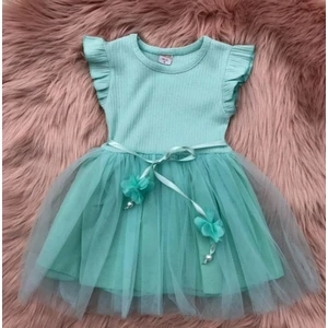 Retro Women Kız Çocuk Fırfır Kol Tütülü Özel Gün Prenses Elbise