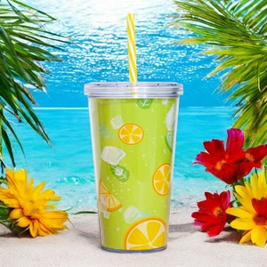 Pipetli Kapaklı Soğuk Içecek Meşrubat Bardağı Çocuk Içecek Bardağı 600 ml