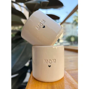 Mom Yazılı El Yapımı Seramik Bardak