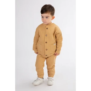 Harika Kids Erkek Çocuk Kapşonlu Kapitone Kumaş Hırkalı Alt Üst Takım