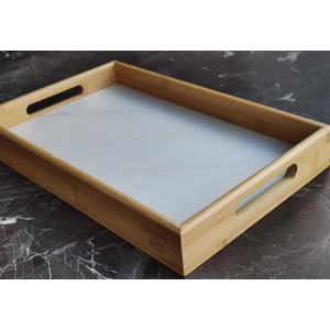 Parçalı Bambu Desenli Tepsi  23X35