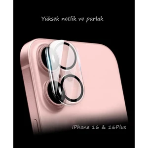 iPhone 16 ve 16 Plus Uyumlu Şeffaf Kamera Koruyucu Tam Kaplayan Çizilmeye Dayanıklı Koruyucu