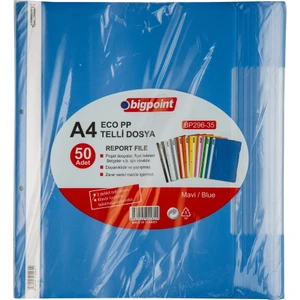 | Telli Dosya, Poşet Dosyalara Uyumlu - 80 Gram (180 Adet A4) Kapasiteli,  Mavi, 50 Adet