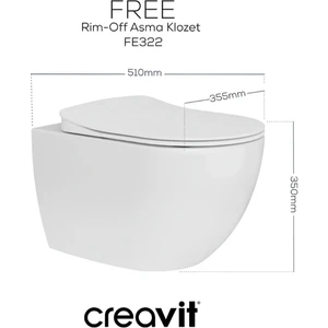 Free Kanalsız Asma Klozet FE322 + Creavit Yavaş Kapak