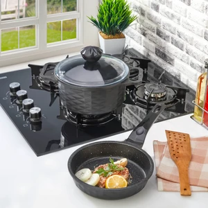 3 Parça Granit Döküm Tencere Seti Siyah