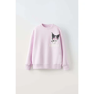 Kız Çocuk Kuromi Modelli Bisiklet Yaka Pamuk Sweat
