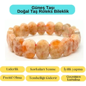 Yıldız Doğal Taş Sertifikalı Güneş Taşı Doğal Taş Roleks Bileklik