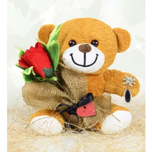 Özgüner Oyuncak Peluşçu Dayı  Elinde Gül Tutan Sevimli Hayvanlar