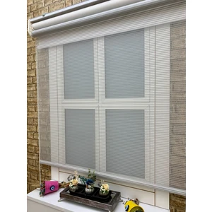 Plised Home Yeni Sezon Çift Mekanizmalı Tül Stor Perde Gri Zincir