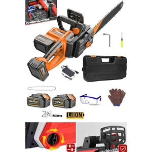 Staxx Power Otomatik Yağlamalı Turuncu Seri Çift Akülü Lityum Bataryalı Bl Motor Odun Ağaç Dal Kesme Makinesi