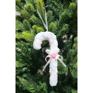 Makaron Renkler Baston Şeker Yılbaşı Ağaç Süsü Makaron Şekerli Kurdeleli Lüks Baston Şeker Çam Ağacı Süsü 18cm
