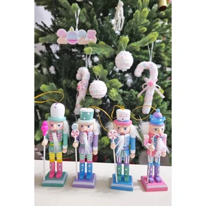 Makaron Renkler Kurşun Askerler 4lü Yılbaşı Kurşun Asker Figürleri Yılbaşı Ağaç Süsleri Nutcracker Masa Süsleri 4lü