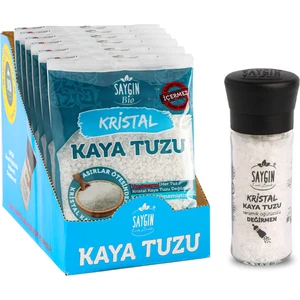 Kristal Öğütmelik Kaya Tuzu 6 x 500 gr + Kristal Kaya Tuzu Değirmenli 110 gr
