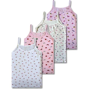 %95 Pamuklu Kız Çocuk  Atlet Fanila Iç Çamaşır 4lü Set