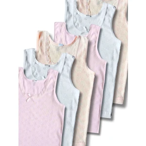 Giza Kids %100 Pamuklu Kız Çocuk Jakarlı Atlet Fanila Iç Çamaşır 6lı Set