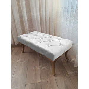Kapitoneli Bench Puf - Gold Ayak