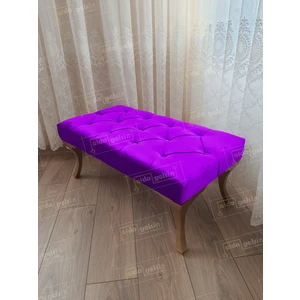 Kapitoneli Bench Puf - Gold Ayak