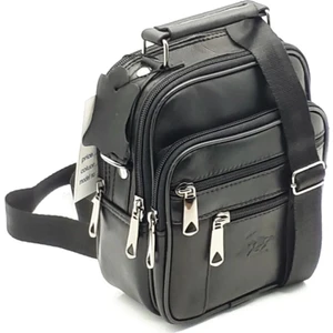Newish Polo Erkek Siyah Hakiki Deri Çelik Kasalı Omuz Ve El Çantası (15X19CM) newpolo274