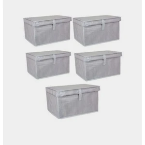 5 Adet Kapaklı Çok Amaçlı Saklama,Organizer Kutu Hurç,Mini Boy 40*30*26 Cm