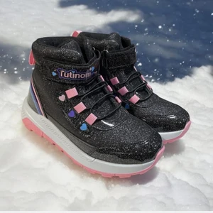 Kız Çocuk Yarım Bot Su Geçirmez Parlak Simli Cırt Cırtlı Termal Bot