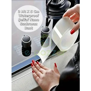 3 mt x 5 cm Waterproof Ocak Eviye Lavabo Küvet Klozet Derz Arası Şeffaf Nano Su Sızdırmaz Bant