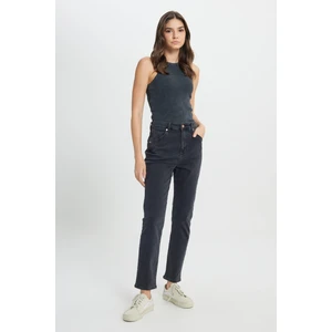 Straight Fit Düz Kesim Yüksek Bel Esnek Jean Kot Pantolon