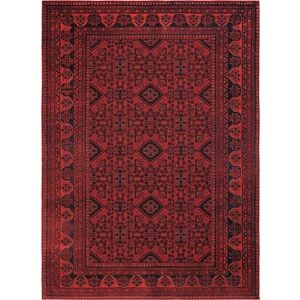 Cool Halı Private Kırmızı Halı Yolluk Dokuma Şönil Afgan Etnik Desenli Yıkanabilir Otantik Salon Halısı